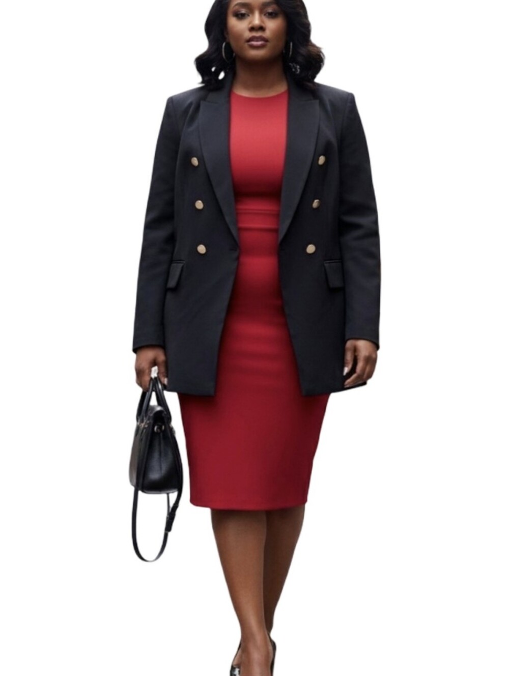 Eloquii Black Double Breasted Blazer Gold Buttons‎ Plus Size 18 Professional